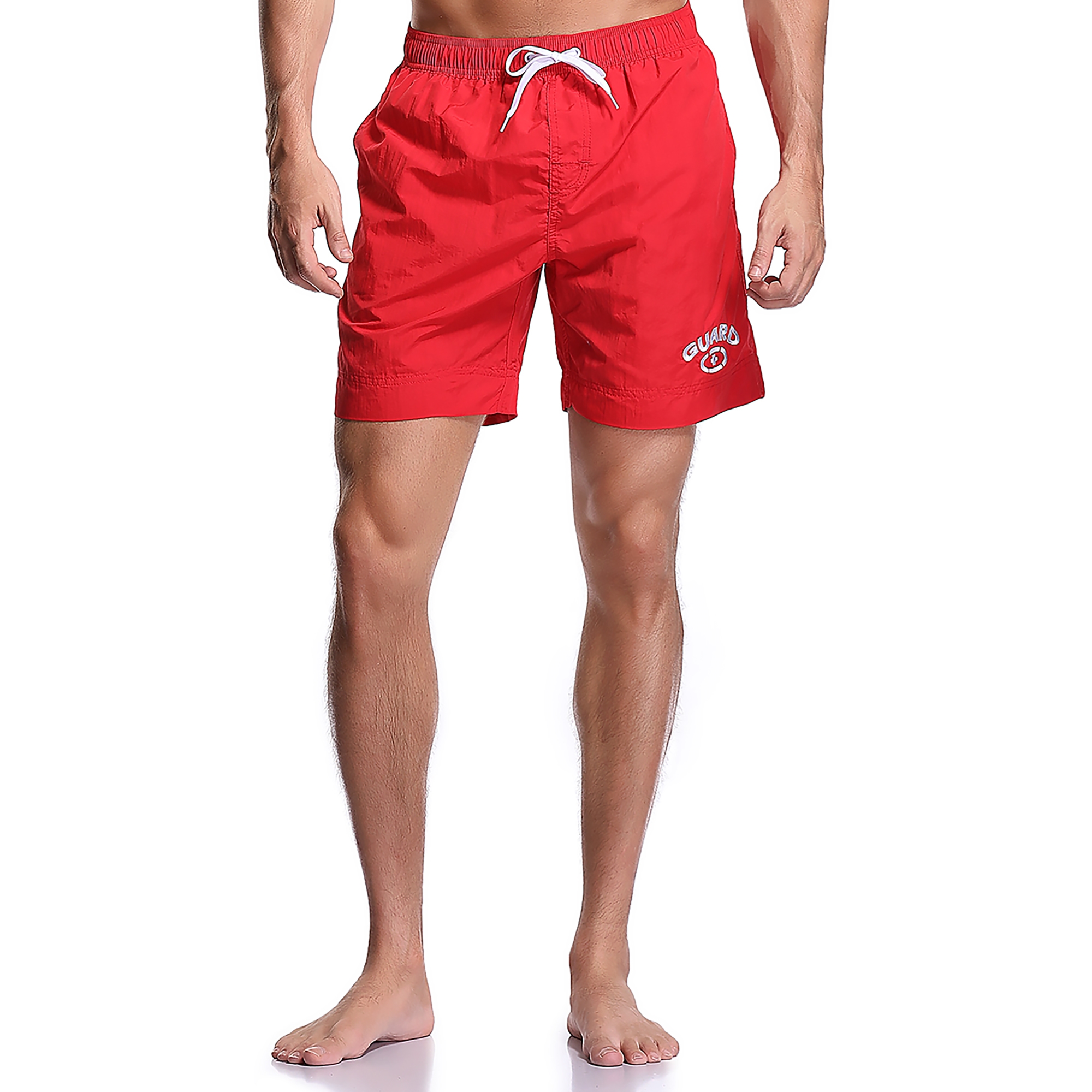 Mens Swimsuit New XXL XL L or S Swim Trunks Red or Black Mesh-Lining Lifeguard